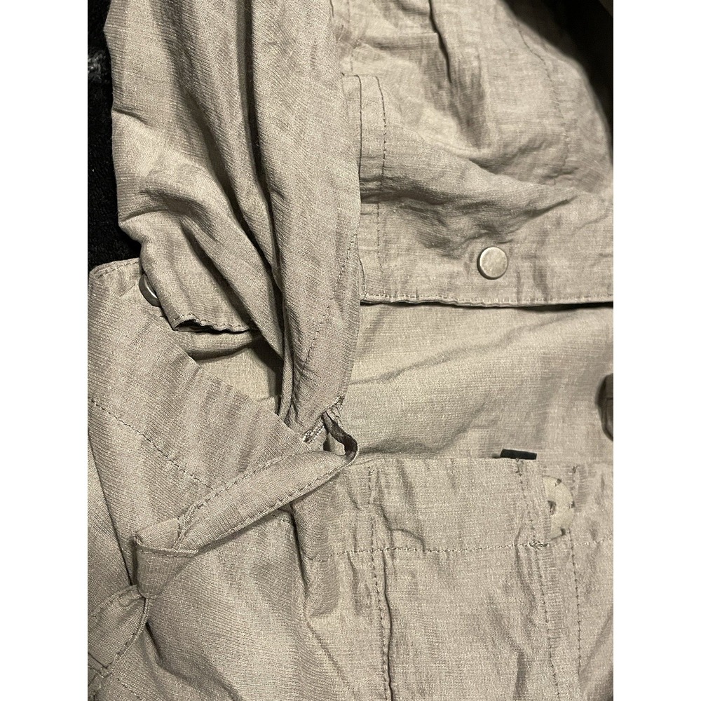 EILEEN FISHER Crinkle‎ Anorak Jacket Gray Medium Snap On Hood Cinched Waist - Picture 9 of 9